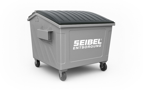 Grauer Umleerbehälter mit Seibel Logo